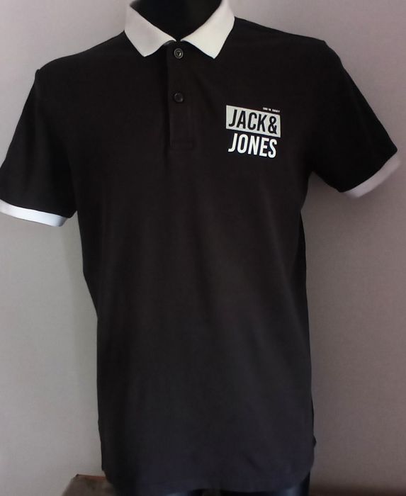 Czarna męska polówka, Jack&Jones rozm.M/L-  jak nowa