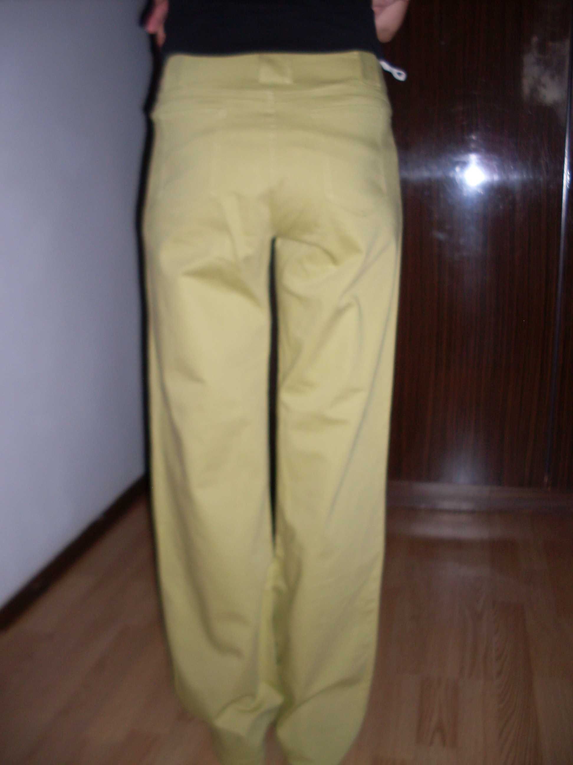 spodnie damskie seledynowe dzwony oliwkowe