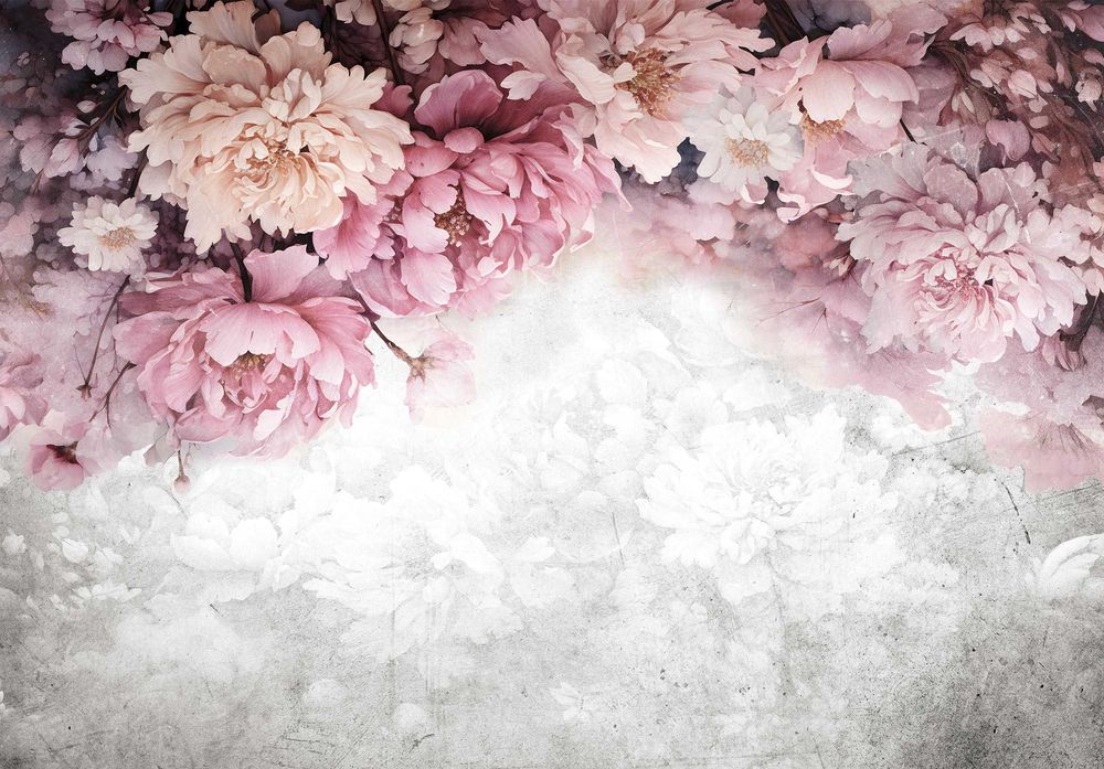 Fototapeta Różowe Kremowe Kwiaty Piwonie 3D Twój Rozmiar + KLEJ