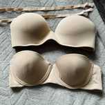 zestaw biustonosz x2 70 75 B push up nude bardotka gładki balkonetka