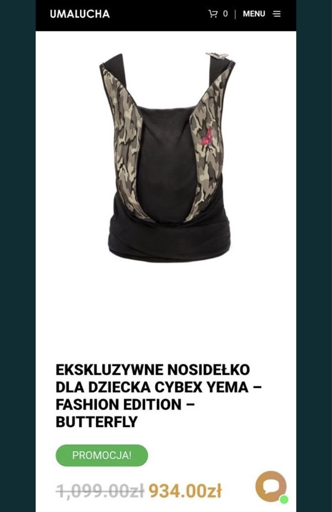 Nosidło nosidełko hybrydowe Cybex Yema Tie moro motylek