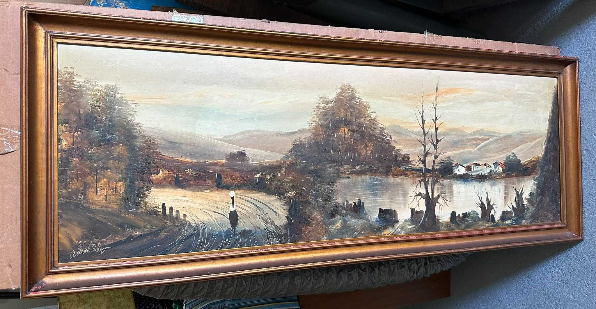 Quadro com Pintura a Óleo Paisagem Assinado