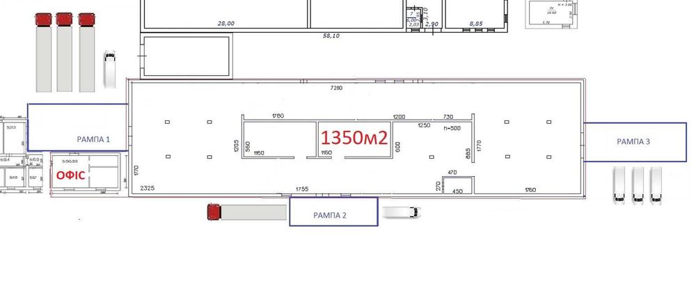 Оренда складського приміщення 1350м2