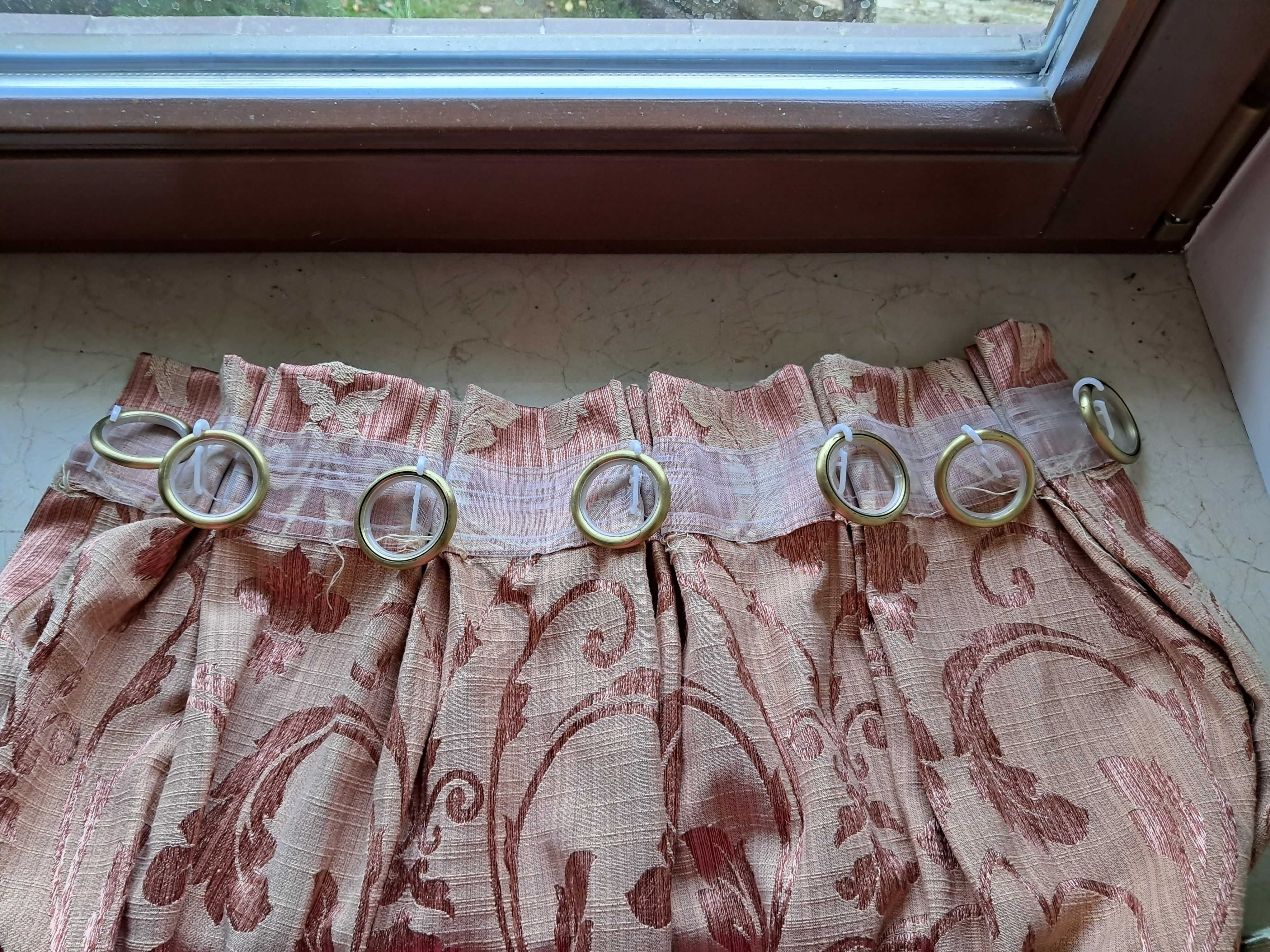 5 zasłon żakardowych różowo kremowych ze złotym połyskiem 2,43 x 60 cm
