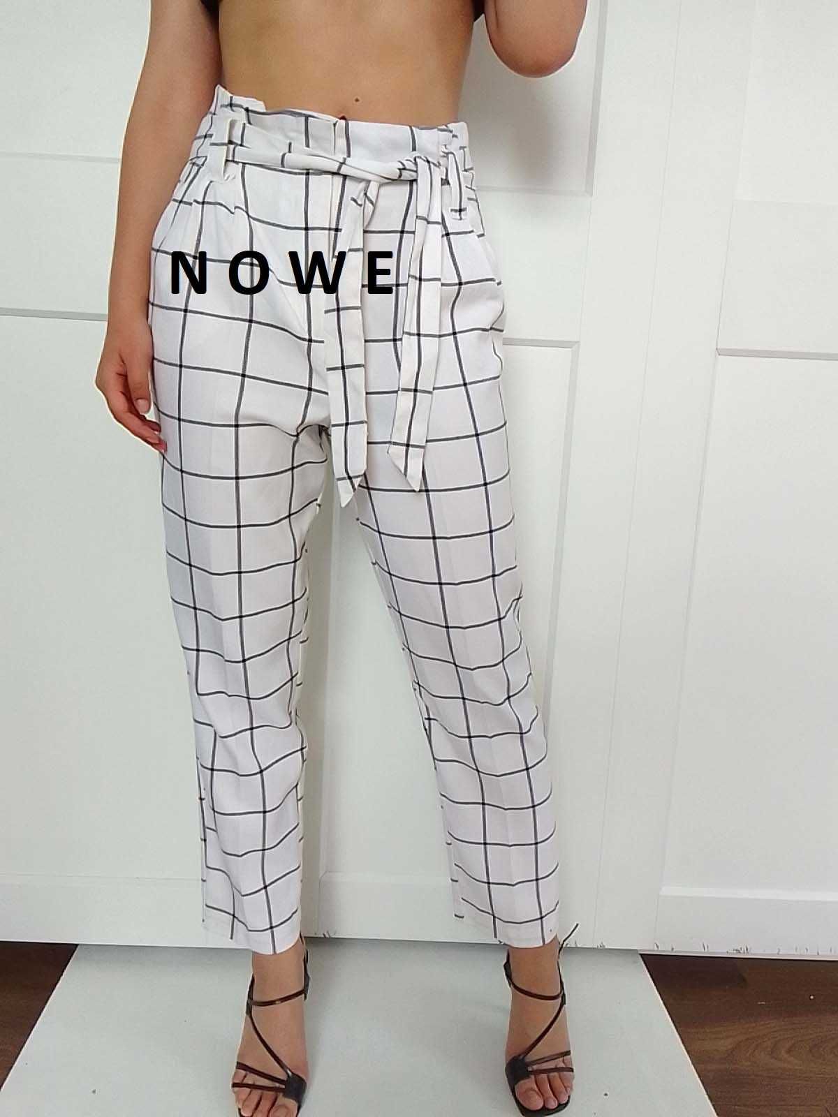Nowe białe spodnie chinos wysoki stan M L 38 40