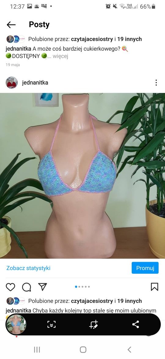 Kolorowy puchaty top bikini Indianka