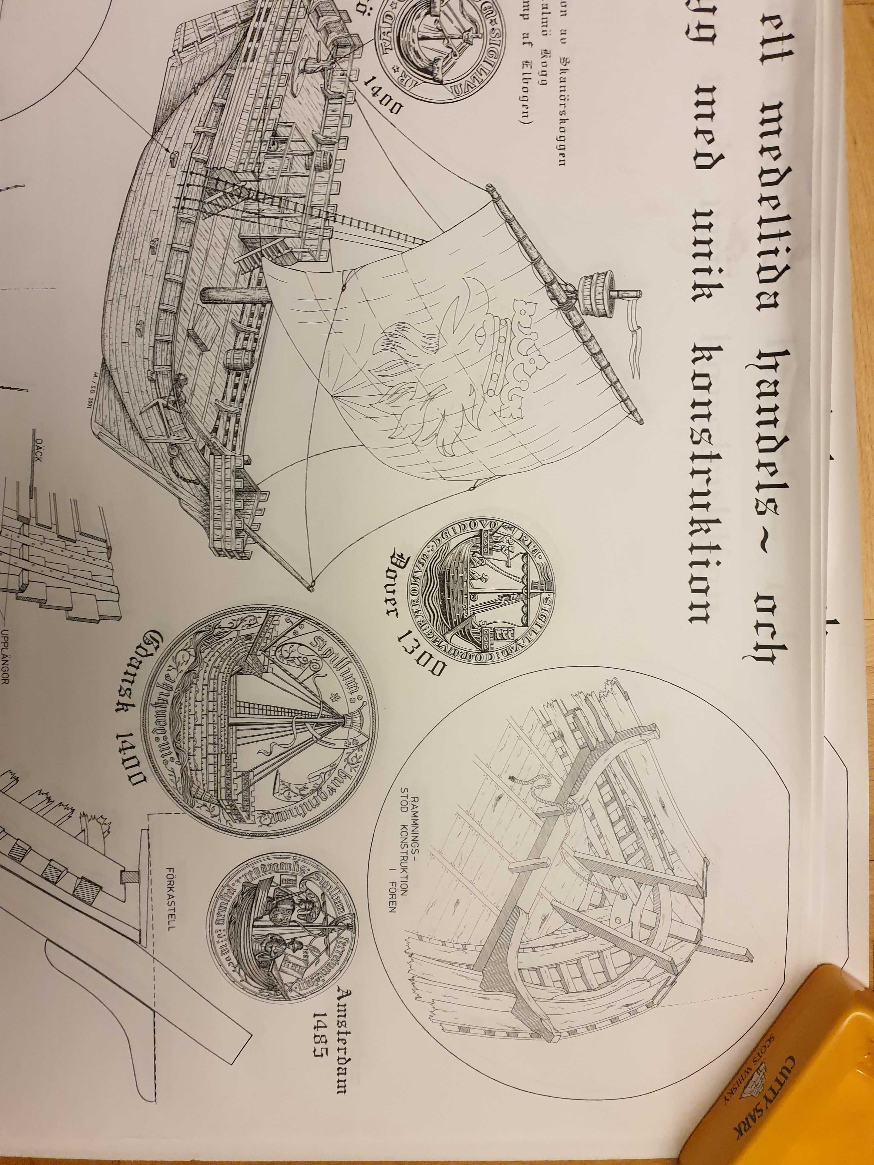 Plakat szwedzki Koggen, koga, statek sredniowieczny