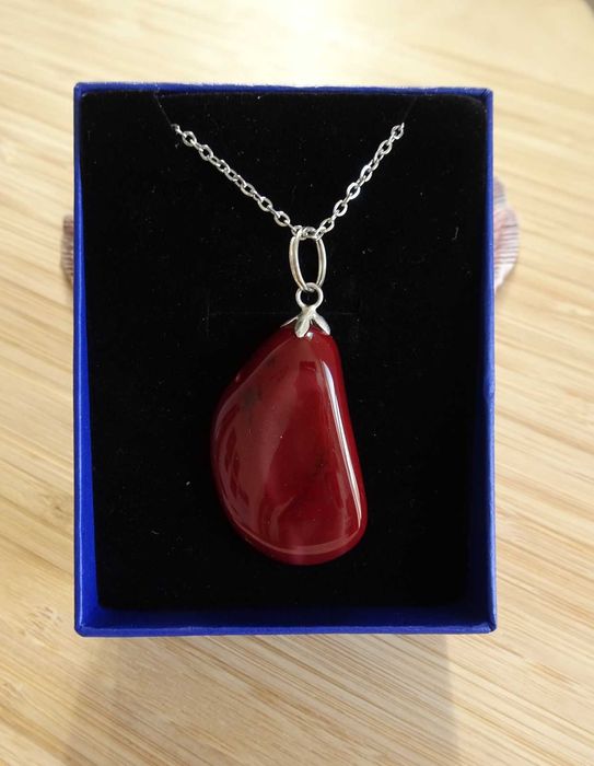 Wisiorek Jaspis mokait Mookait Stal Rękodzieło