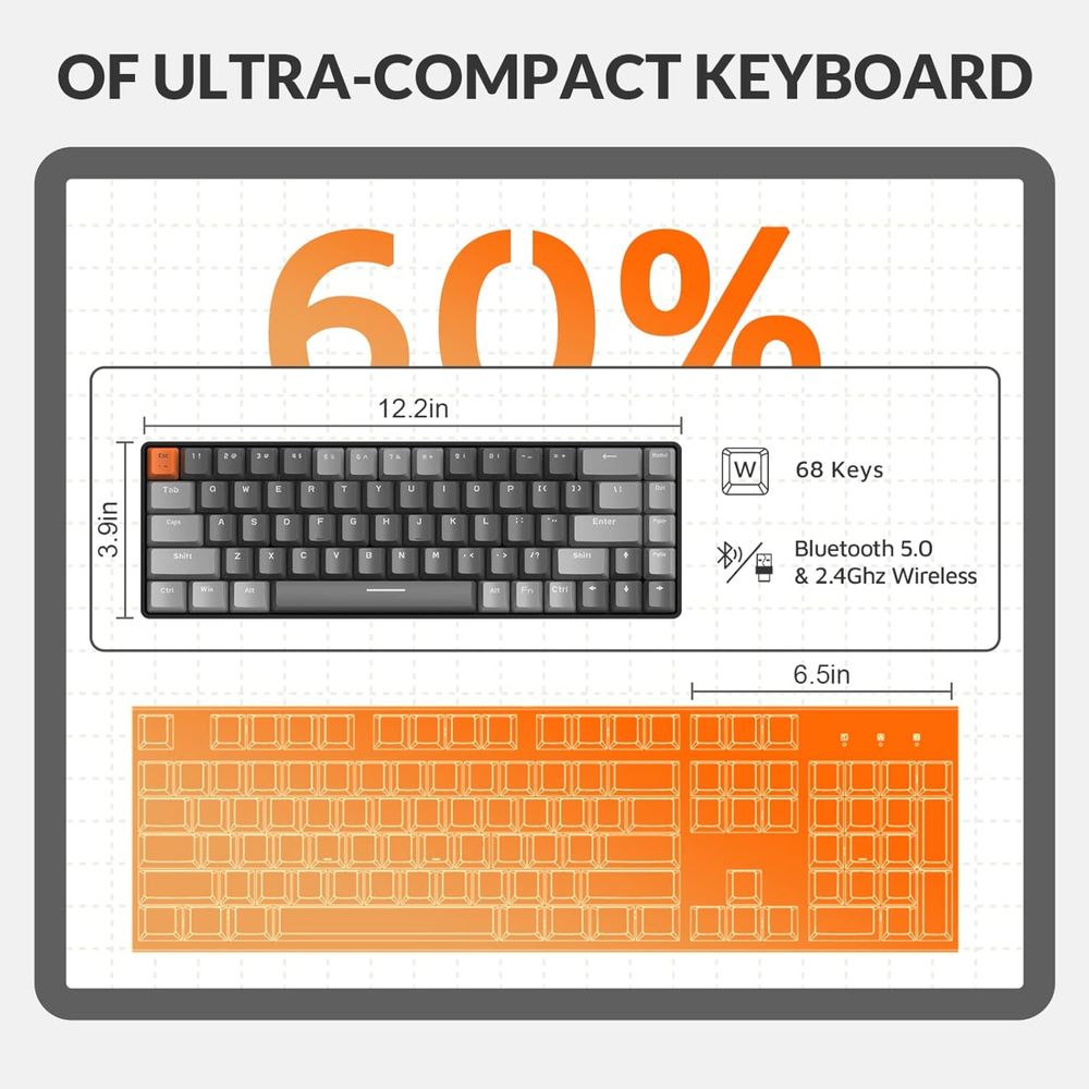 Klawiatura k68 60% Bezprzewodowa Mechaniczna Klawiatura do Gier,Bt