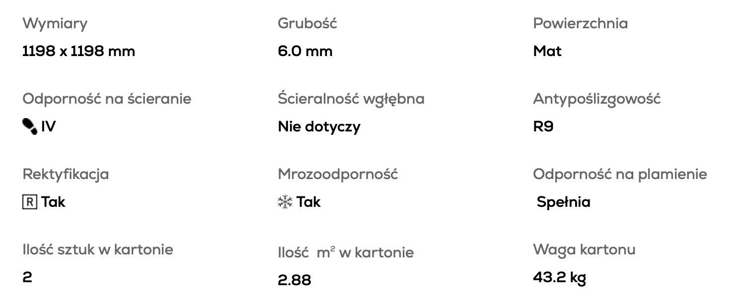 Tubądzin Onix Pearl płytka gresowa 1198 x 1198 mm (2 opakowania)