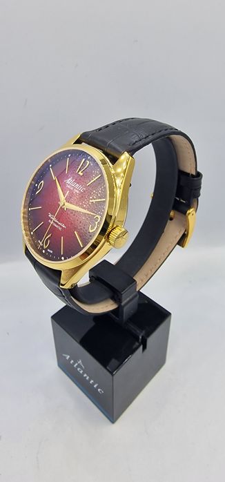 Atlantic Worldmaster Art Deco Automatic - szafir, skóra - Gold + Red
