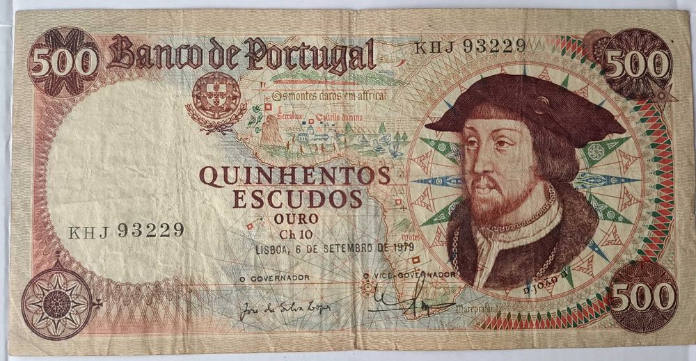 Nota 500 Escudos República Portuguesa 1979  ( Banco de Portugal )
