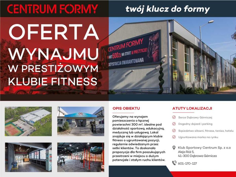 Lokal 300 m² do wynajęcia – przestrzeń pod fitness lub usługi