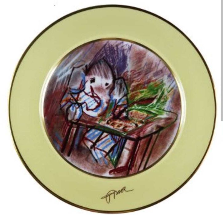 Prato porcelana Julio Pomar O Estudioso