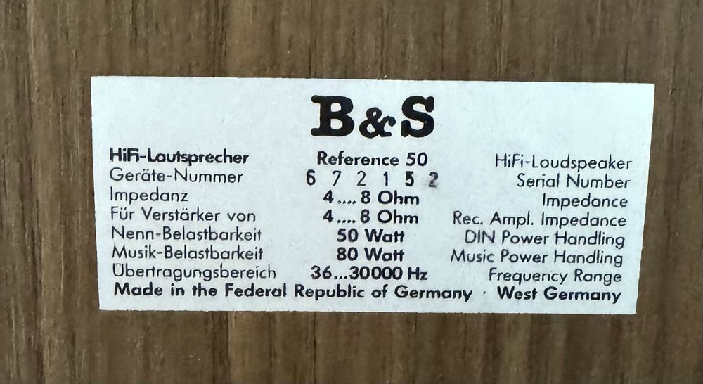 Par de Colunas B&S Novas (Rep. Federal Alemanha)