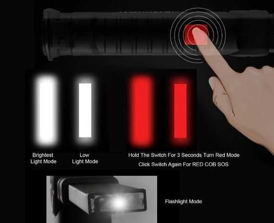 Latarka LED - do warsztatu - łamana - z magnesem- akumulatorowa - 3szt