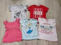 5x koszulka z krótkim rękawem tshirt lato r.122-128 HM Disney zestaw