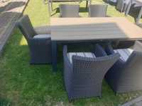 6 krzeseł + stół - meble na taras, krzesła z technoratanu Bois Le Duc