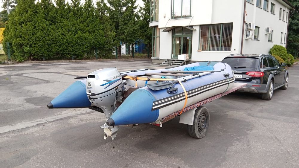 Sprzedam zestaw do pływania. Ponton z silnikiem 15KM oraz przyczepką.