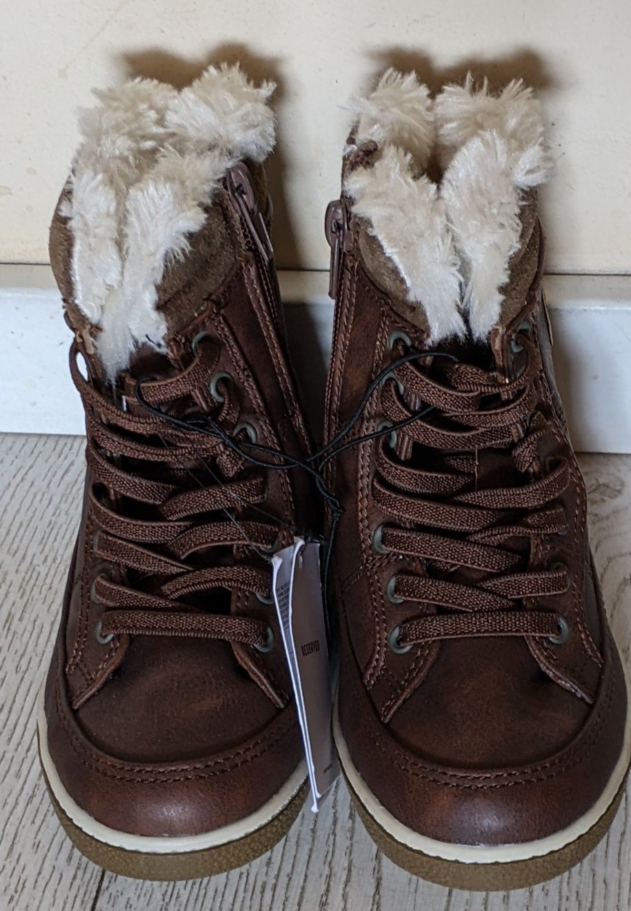 NOWE Reserved zimowe buty dziewczęce r. 27 (17 cm) brązowe na zamek
