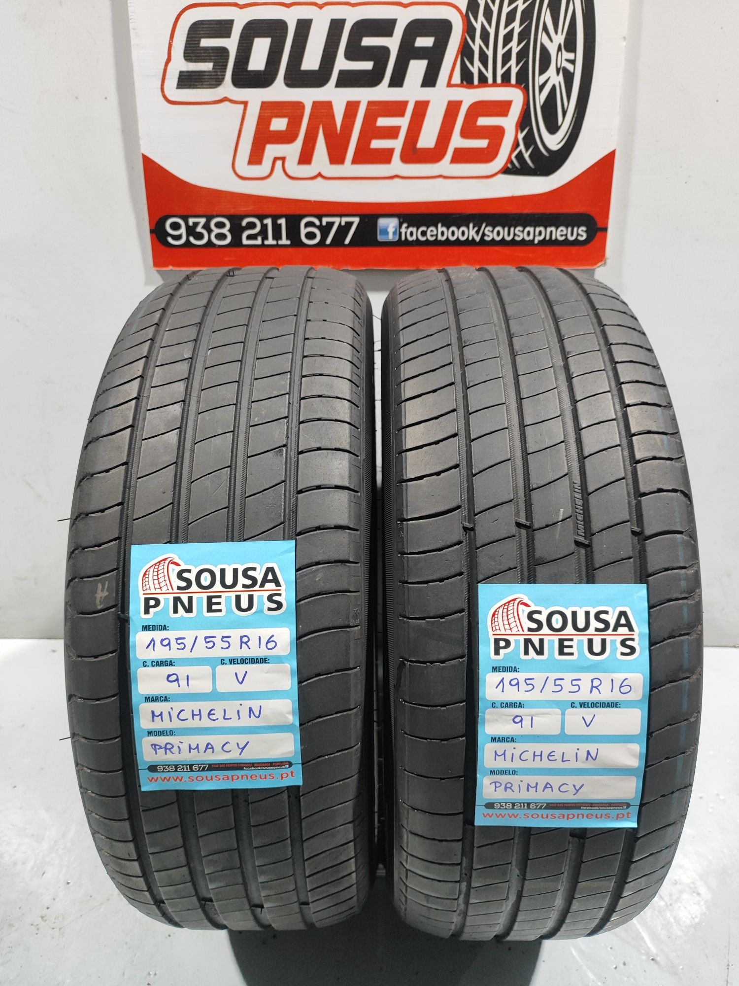 2 pneus semi novos 195-55R16 Michelin - Oferta dos Portes