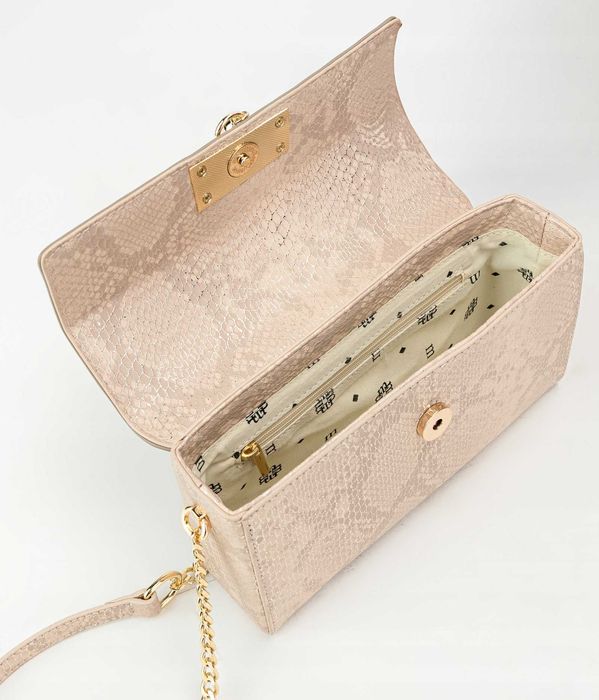 Monnari torebka listonoszka damska  na złotym łańcuszku skórzana róż