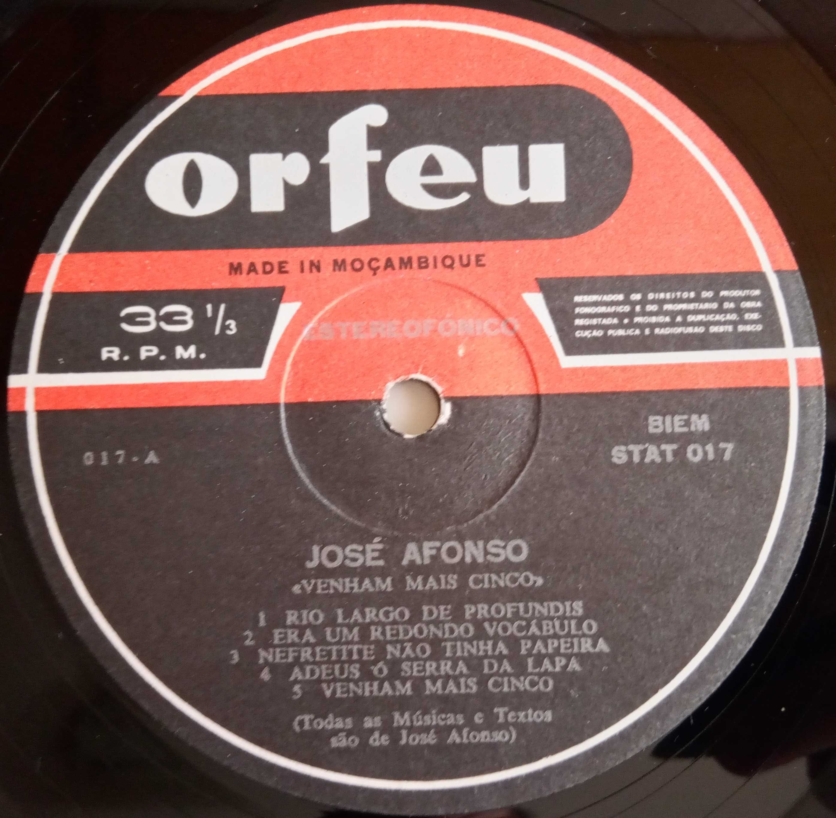 José Afonso	- - - - -		Venham Mais Cinco	- - - - -	LP