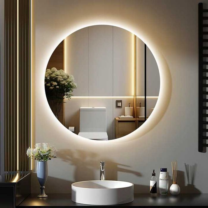 GIMBELEN okrągłe lustro LED 50 cm z zimnym światłem IP44