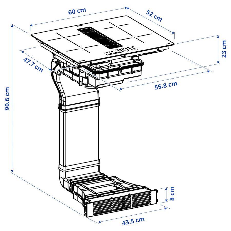 Placa eletrica indução com exaustor integrado, IKEA 500 FÖRDELAKTIG