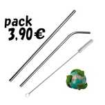 Pack 2 Palhinhas + escova reutilizaveis ambiente