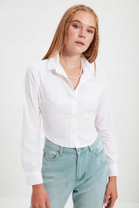 Trendyol 40 L Biała Koszula Stylowa Krótka H13496