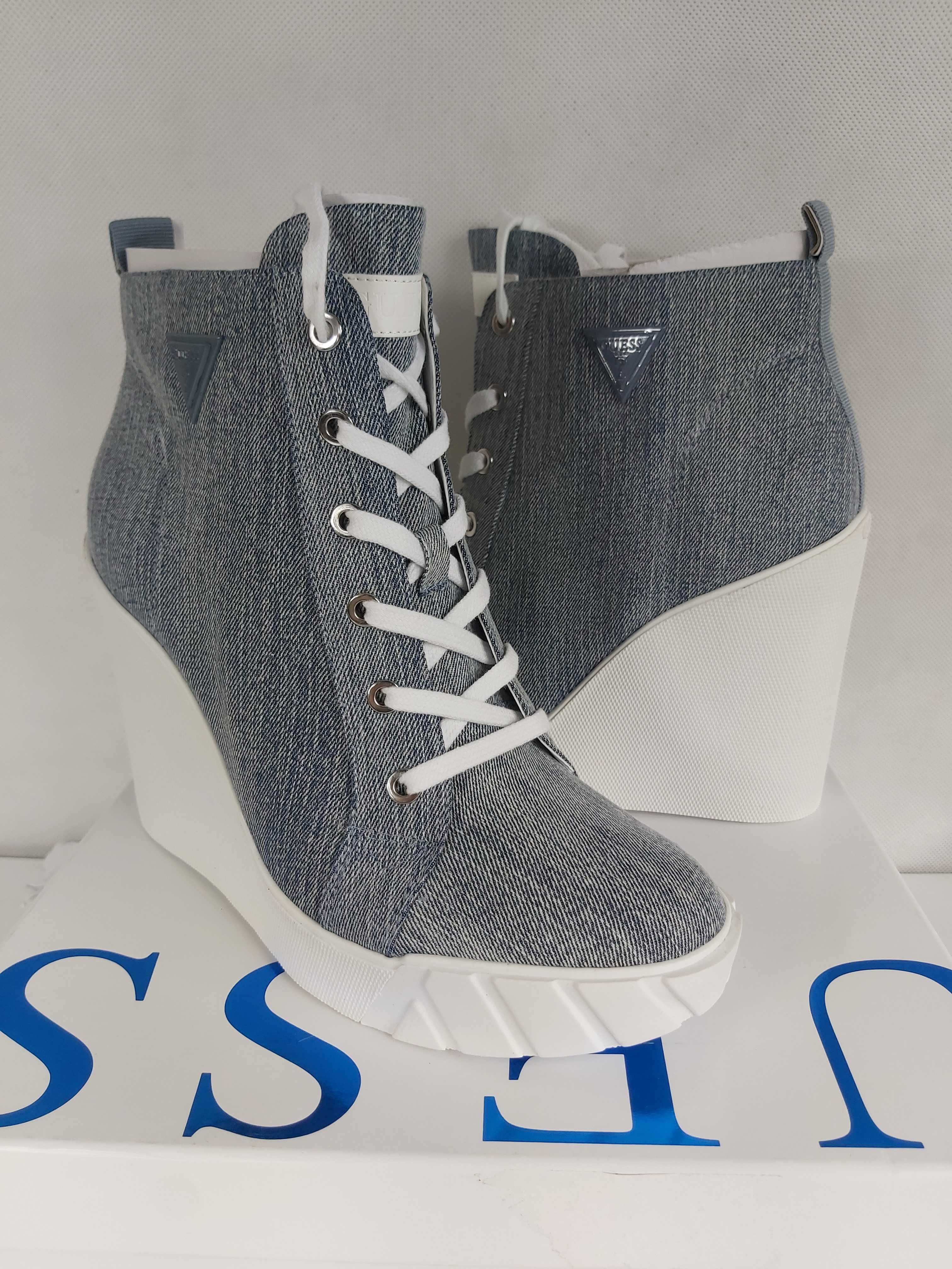 NOWE Botki sneakersy GUESS koturna platforma 40 jeans a319