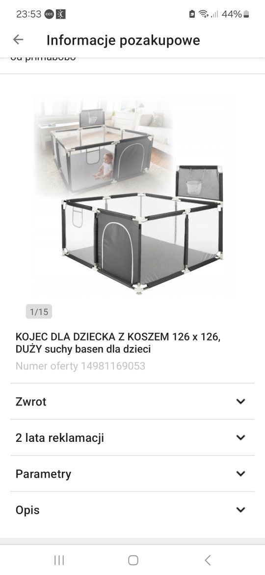 Kojec dla dziecka z koszem