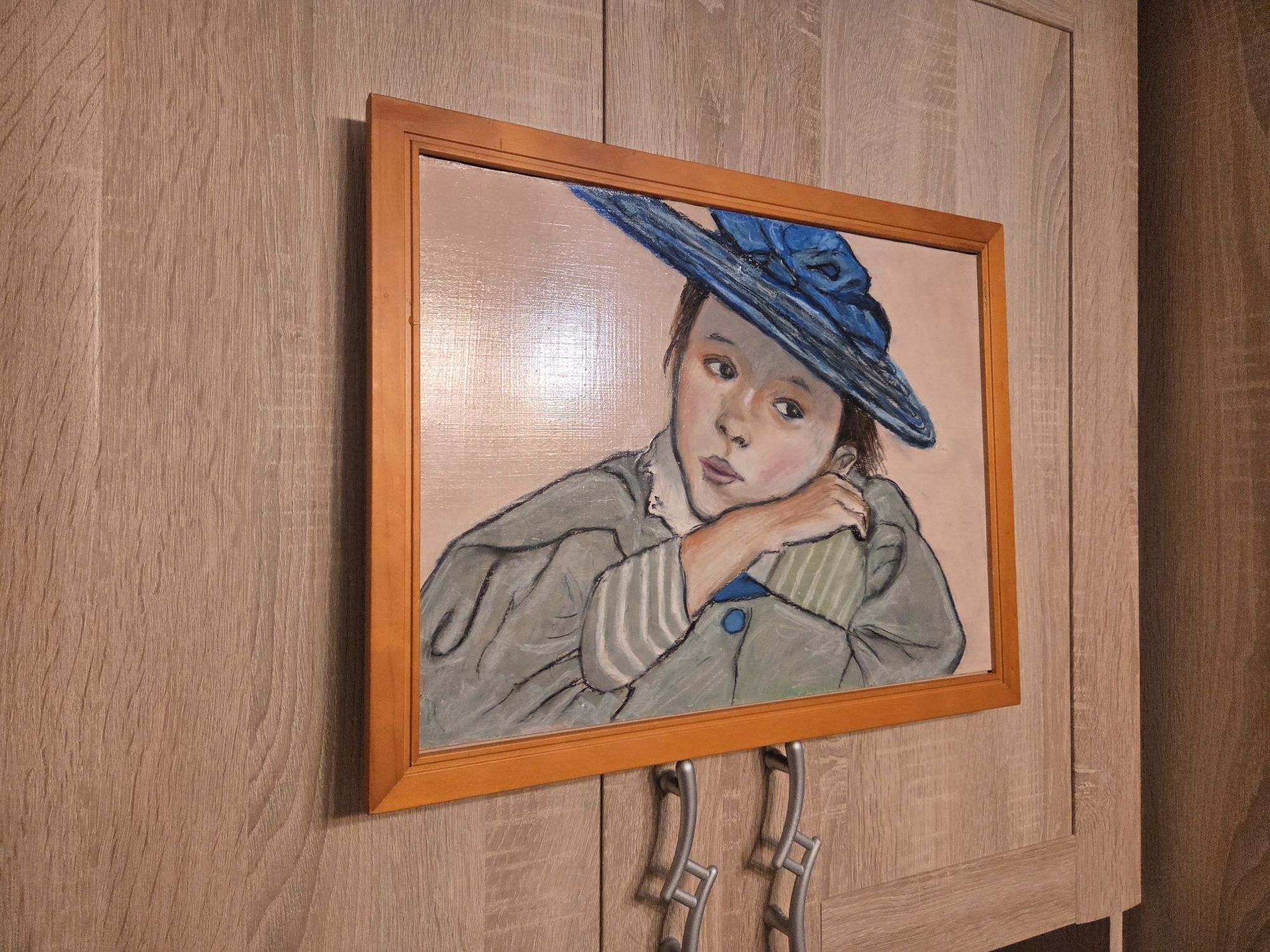 Kopia Dziewczynka w niebieskim kapeluszu Wyspiański pastel