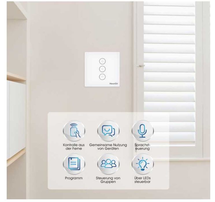 Inteligentny, dotykowy sterownik rolet HEUXGIR, komplet 4 sztuk