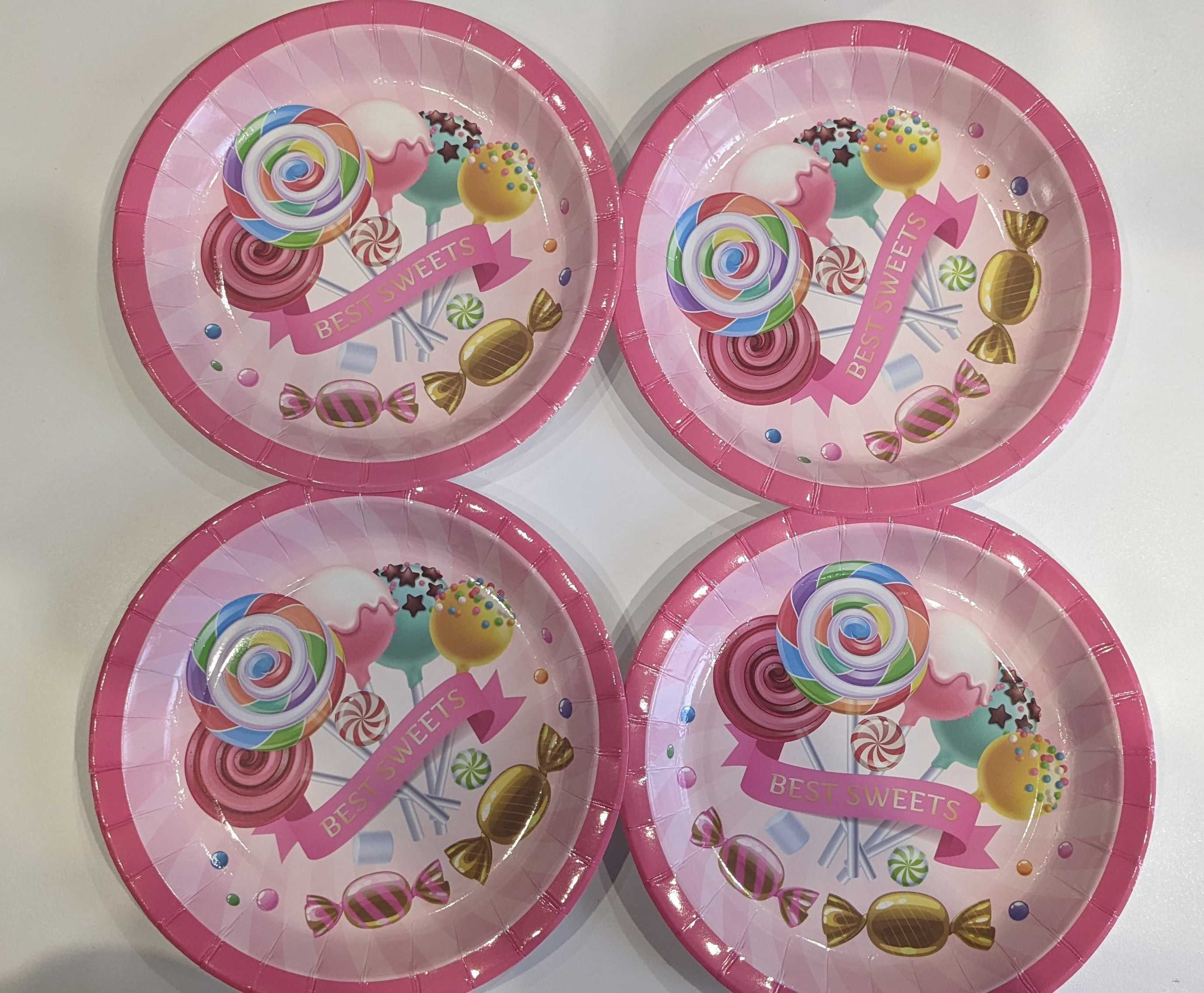 Качественный набор детской посуды (тарелочки+стаканы) Сладости по 4шт