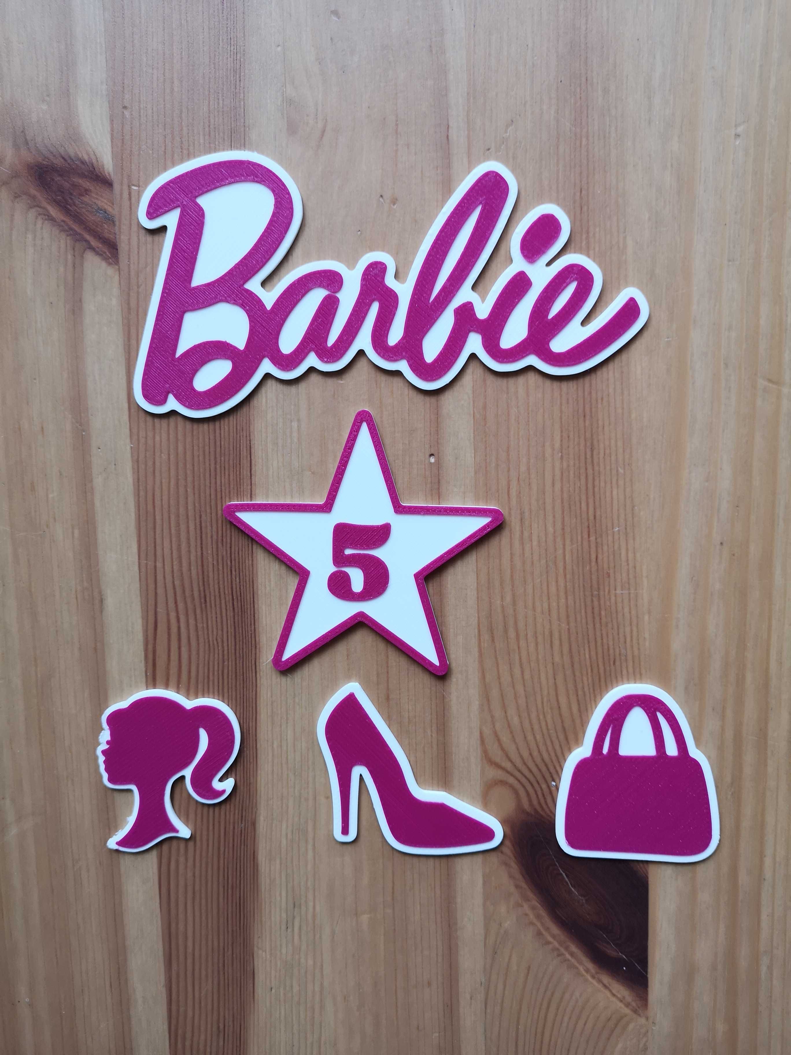 Personalizowany zestaw dekoracji na tort Barbie w kolorze Rubinowy Róż