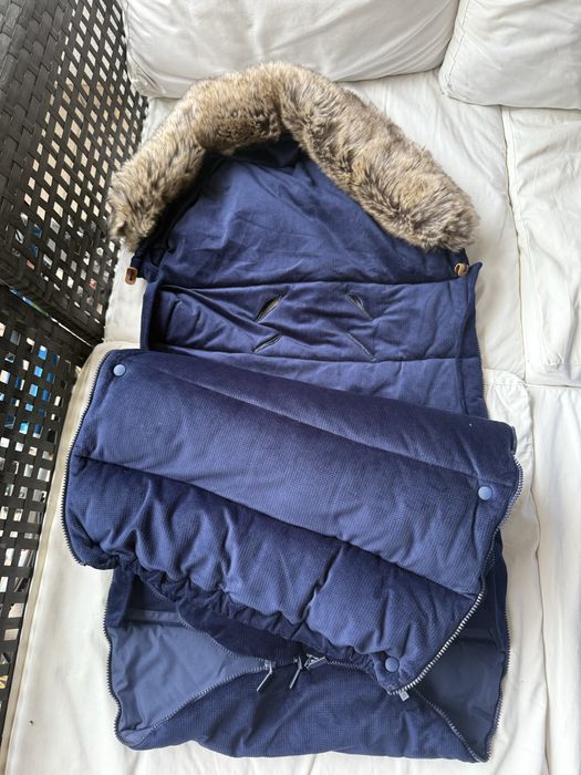Royal blue La Millou ocieplacz do wózka i pufka na ręce do wozka