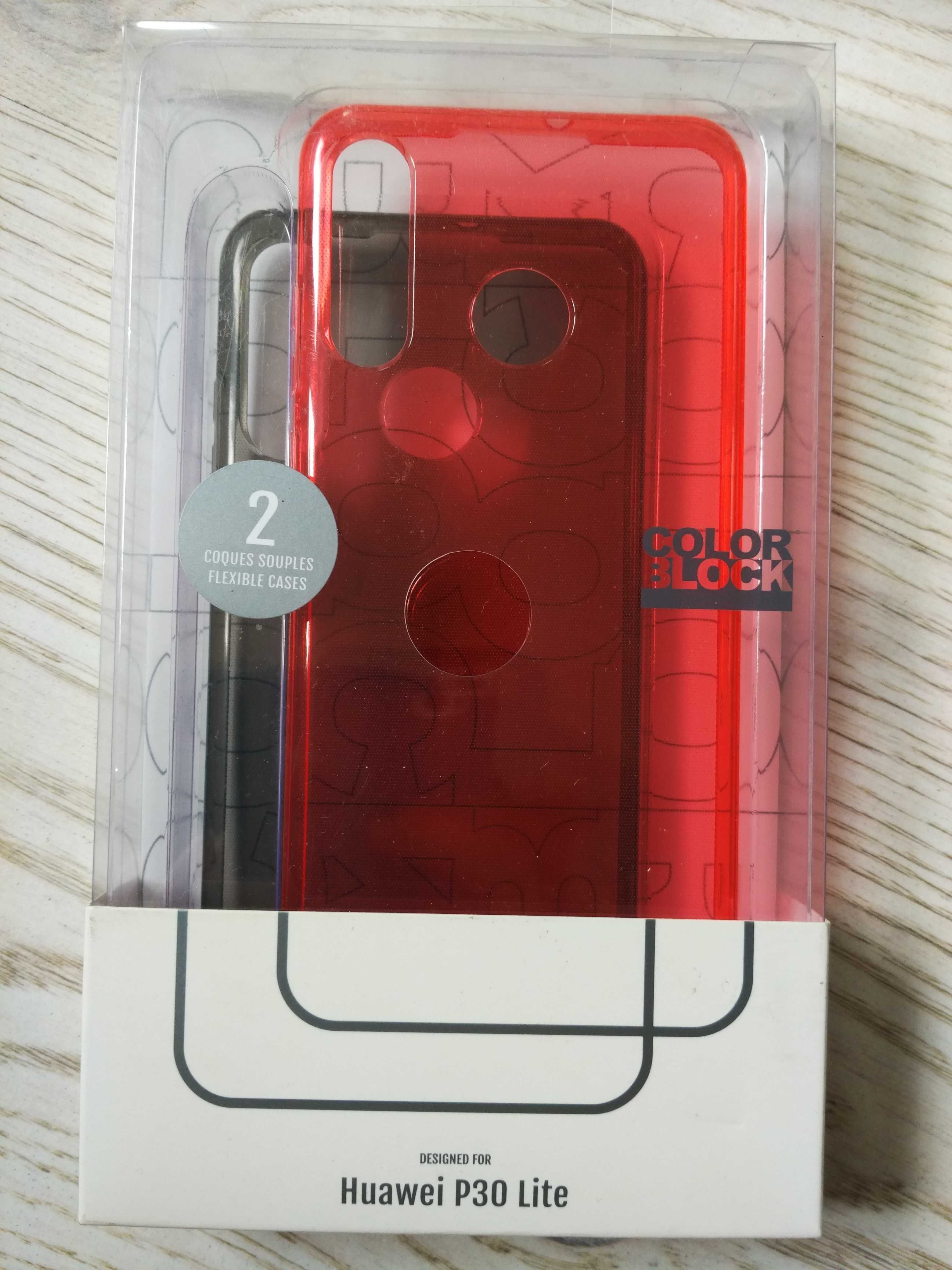 Etui silikonowe czerwone czarne elastyczne przejrzyste huawei P30 Lite