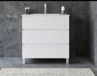 móvel com 3 gavetas 80cm com lavatorio e com torneira