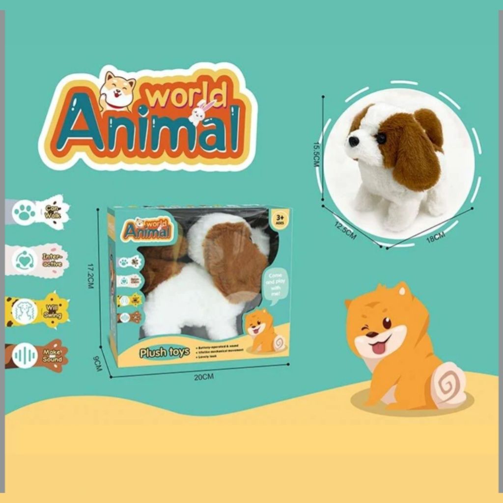 Собачка інтерактивна музикальна велика на повідку поводке цуценя песик