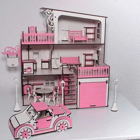 Будиночок для лол меблі ляльковий Дім з гаражем і кабріолет машинка