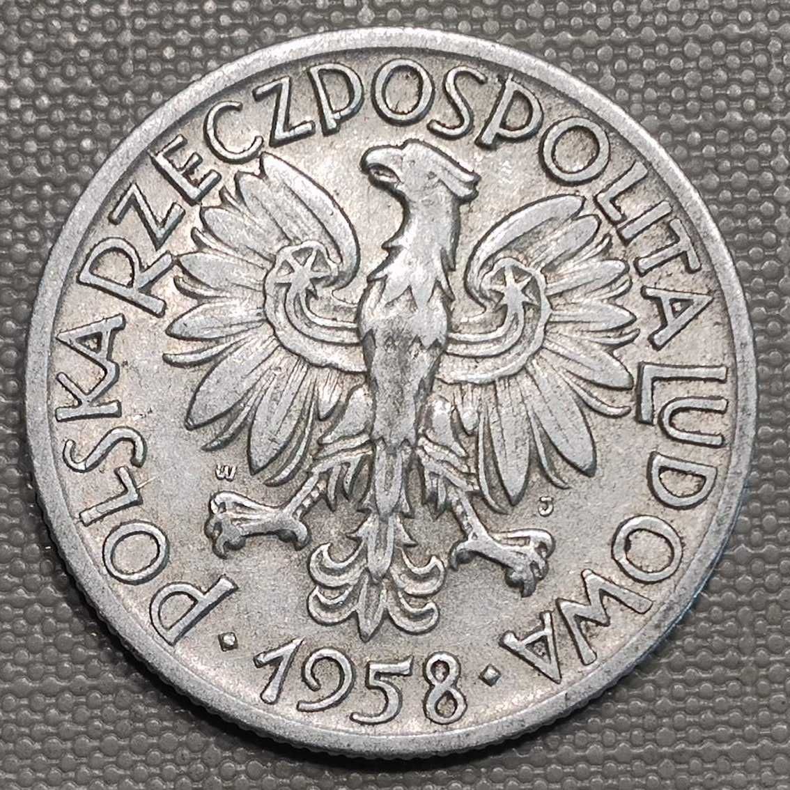 PRL, 5 Złotych Rybak 1958 Rok