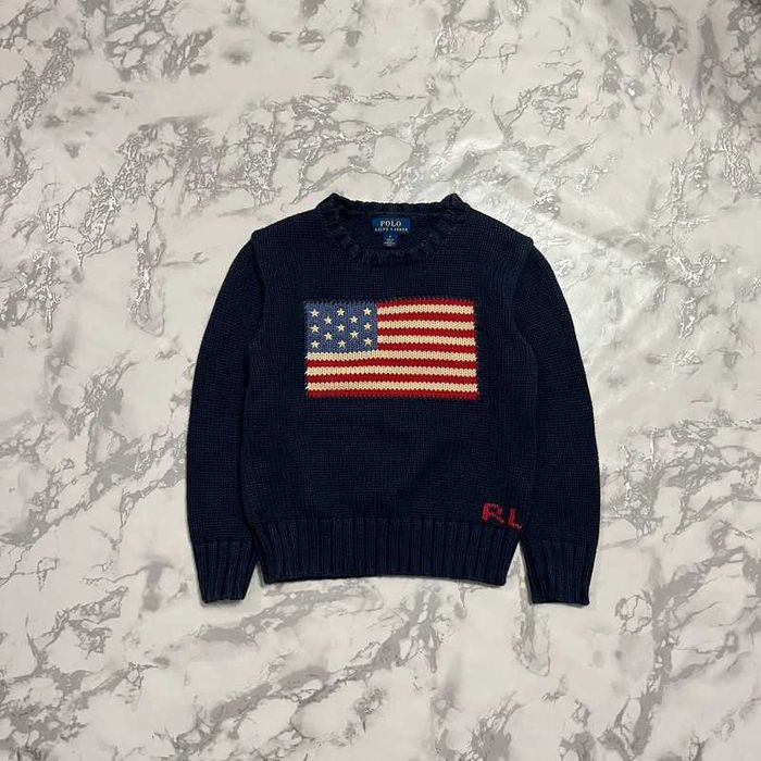 Sweter Polo Ralph Lauren USA Flaga Knit Kids Vintage Retro Y2K 90s 00s
