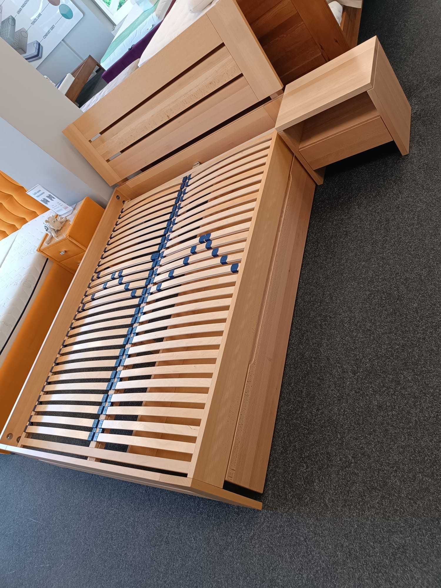 Łóżko bukowe z litego drewna 160x200, stelaż, szuflada i szafka gratis