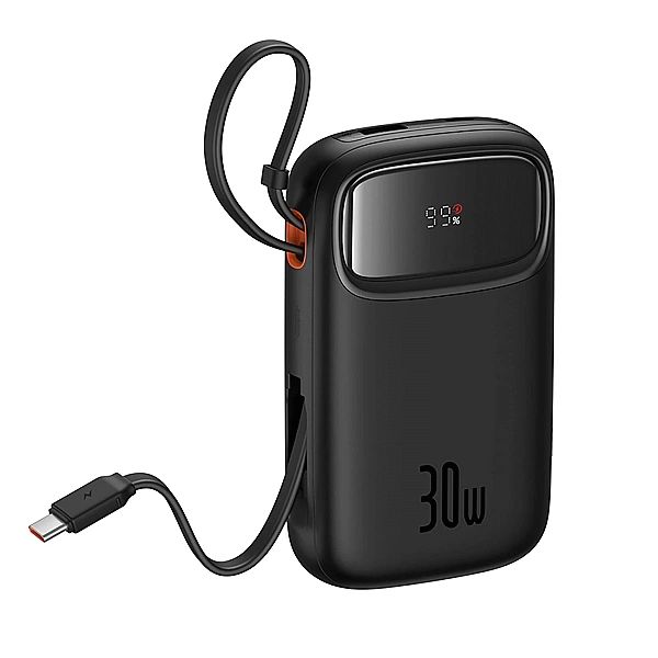 Powerbank Baseus QPow 2/30W 10000mAh z wbudowanymi kablami USB-C - cza