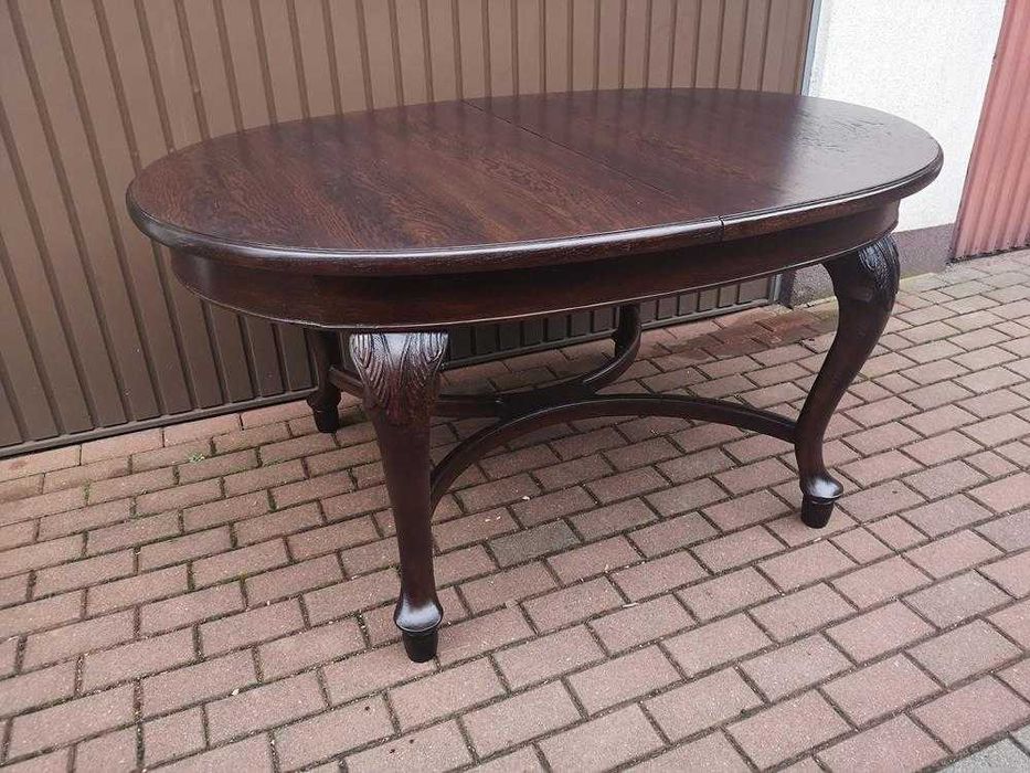 Stół Owalny Dębowy Duży Antyk Stary Rozkładany Po Renowacji.