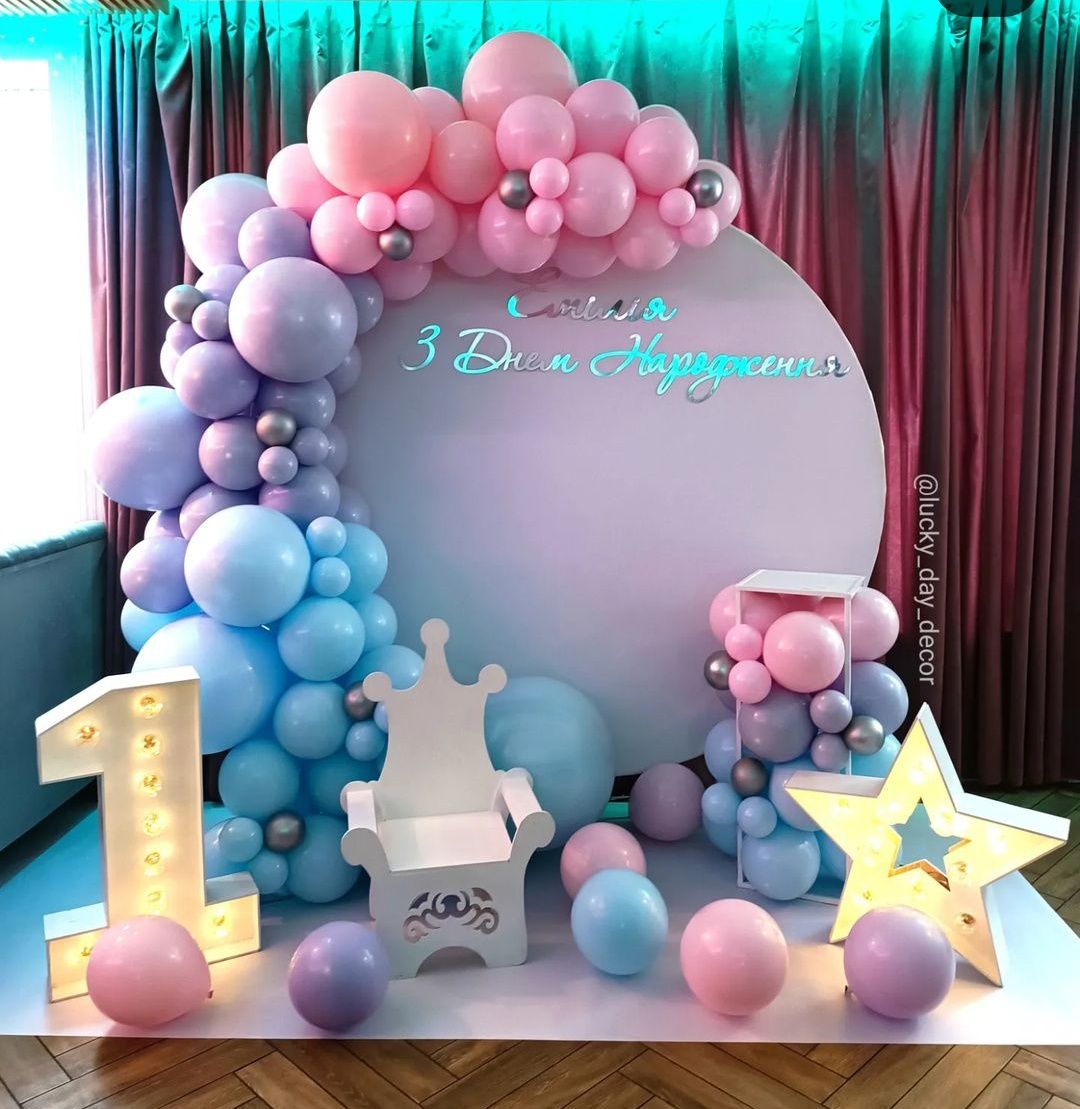 Фотозона на день народження рождение, рік годик, шарики банер, кульки