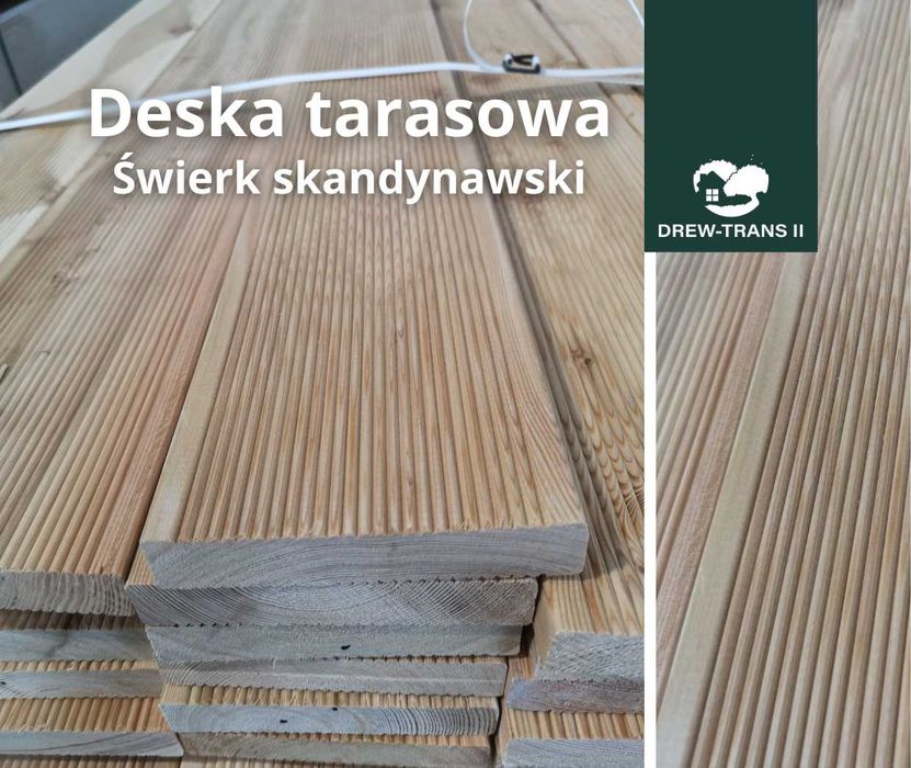 Deska tarasowa drewniana ryflowana 27x145x6000 świerk skandynawski