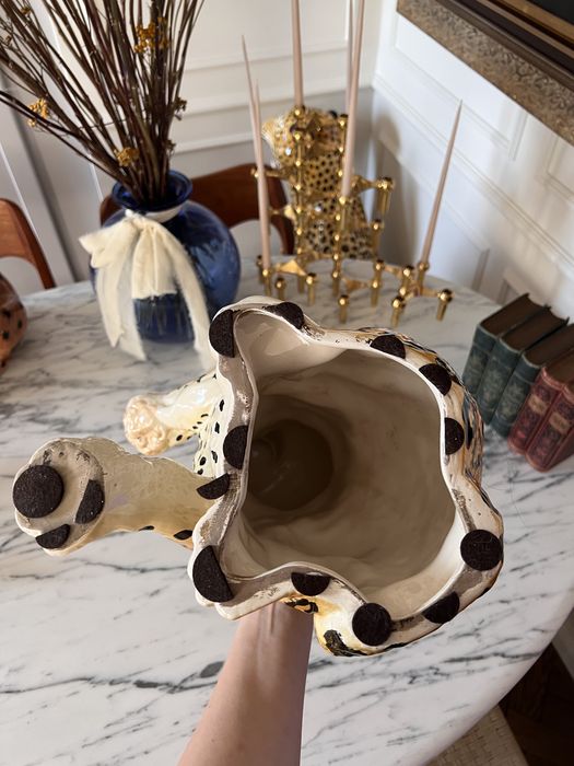 Figura rzezba geparda lamparta ceramiczna terakota made In Italy